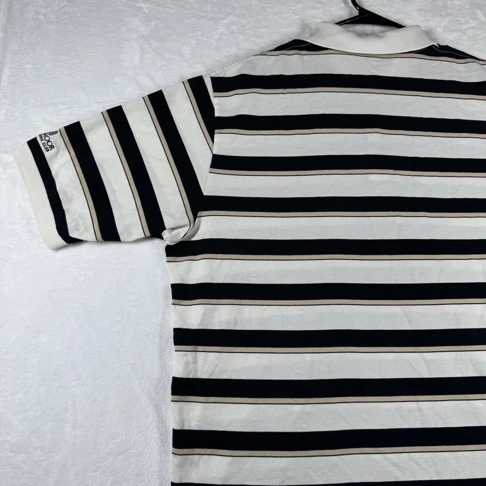 Vintage Golf Polo Ralph‎ Lauren Mens XL White/Black Striped Pony Performance